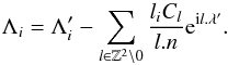 \appendix \setcounter{section}{1} \begin{equation} \label{eq:smalldiv} \Lambda_i = \Lambda_i' - \sum_{l\in\mathbb{Z}^2\backslash 0} \frac{l_i C_l}{l.n}\expo{\im l.\lambda'}. \end{equation}