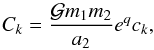 \appendix \setcounter{section}{1} \begin{equation} \label{eq:CoefC} C_{k} = \frac{\mathcal{G} m_1 m_2}{a_2} e^q c_{k}, \end{equation}