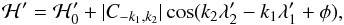 \appendix \setcounter{section}{2} \begin{equation} \label{eq:resHam} \H' = \H_0' + |C_{-k_1,k_2}| \cos(k_2\lambda_2' - k_1\lambda_1' + \phi), \end{equation}