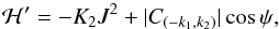 \appendix \setcounter{section}{2} \begin{equation} \label{eq:resHam2} \H' = - K_2 J^2 + |C_{(-k_1,k_2)}| \cos\psi, \end{equation}