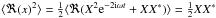 \hbox{$\langle{\Re(x)^2}\rangle = \frac{1}{2}\langle{\Re(X^2\text{e}^{-2\text{i}\omega t} + XX^*)}\rangle = \frac{1}{2}XX^*$}