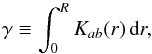 \appendix \setcounter{section}{2} \begin{equation} \gamma\equiv\int_0^R K_{ab}(r)\,\hbox{d}r, \label{eq_gamma} \end{equation}