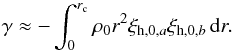 \appendix \setcounter{section}{2} \begin{equation} \gamma \approx - \int_0^{r_{\rm c}} \rho_0 r^2 \xi_{{\rm h},0,a}\xi_{{\rm h},0,b} \,\hbox{d}r. \end{equation}