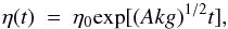 \begin{equation} \label{rtamplin} \eta(t)~=~\eta_0\textrm{exp}[(Akg)^{1/2}t], \end{equation}