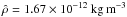 \hbox{$\hat \rho = 1.67 \times 10^{-12}~{\rm kg\,m}^{-3}$}