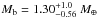 \hbox{$M_{\rm b} = 1.30^{+1.0}_{-0.56}~M_\oplus$}