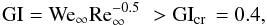 \appendix \setcounter{section}{2} \begin{eqnarray} {\rm{GI}} = {\rm{We}}_\infty {\mathop{\rm Re}\nolimits} _\infty ^{ - 0.5} \,\, > {\rm GI}_{\rm cr}\,={\rm 0}{\rm .4}, \end{eqnarray}
