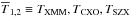 \hbox{$\overline{T}_{1,2} \equiv \TXX, \TXC, \TSZ$}