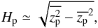 \begin{equation} H_\mathrm{p} \simeq \sqrt{\overline{z_\mathrm{p}^2} - \overline{z_\mathrm{p}}^2}, \end{equation}