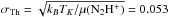 \hbox{$\sigma_{\rm Th}=\sqrt{k_B T_K/\mu({\rm N_2H^+})}=0.053$}