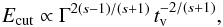 \begin{equation} E_{\rm cut}\propto \Gamma^{2(\index-1)/(\index+1)}\,t_{\rm v}^{-2/(\index+1)} \label{eq:Ecut} , \end{equation}