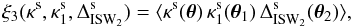 \begin{equation} \xi_3(\kappa^{\rm s},\kappa^{\rm s}_1,\Delta^{\rm s}_{\rm ISW_2}) = \langle \kappa^{\rm s}(\vec\theta) \, \kappa^{\rm s}_1(\vec\theta_1) \, \Delta^{\rm s}_{\rm ISW_2}(\vec\theta_2) \rangle , \label{xi3-lens-lens-ISW} \end{equation}