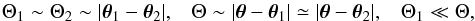 \begin{equation} \Theta_1 \sim \Theta_2 \sim | \vec\theta_1 - \vec\theta_2 | , \;\;\; \Theta \sim | \vec\theta - \vec\theta_1 | \simeq | \vec\theta - \vec\theta_2 | ,\;\;\; \Theta_1 \ll \Theta, \label{angles-hierarchy} \end{equation}