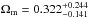 \hbox{$\Omega_{\rm m}=0.322^{+0.244}_{-0.141}$}