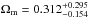 \hbox{$\Omega_{\rm m} = 0.312^{+0.295}_{-0.154}$}