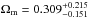 \hbox{${\Omega_{\rm m}}=0.309^{+0.215}_{-0.151}$}