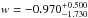 \hbox{$w=-0.970^{+0.500}_{-1.730}$}