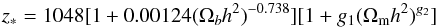 \begin{equation} z_*=1048[1+0.00124(\Omega_{b}h^2)^{-0.738}][1+g_1(\Omega_{\rm m}h^2)^{g_2}] \end{equation}