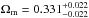 \hbox{$\Omega_{\rm m}=0.331^{+0.022}_{-0.022}$}