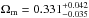 \hbox{$\Omega_{\rm m}=0.331^{+0.042}_{-0.035}$}
