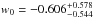 \hbox{$w_0=-0.606^{+0.578}_{-0.544}$}