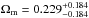 \hbox{${\Omega_{\rm m}}=0.229^{+0.184}_{-0.184}$}