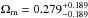 \hbox{${\Omega_{\rm m}}=0.279^{+0.189}_{-0.189}$}