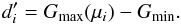\begin{equation} d'_i = G_\mathrm{max}(\mu_i) - G_\mathrm{min} . \label{Eq:eclipseDepth} \end{equation}