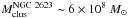 \hbox{$M_{\rm clus}^{\rm NGC~2623} \sim 6 \times 10 ^{8}~M _{\odot}$}