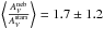 \hbox{$\left\langle \frac{A_{V}^{\rm neb}}{A_{V}^{\rm stars}} \right\rangle = 1.7 \pm 1.2$}