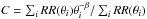\hbox{$C=\sum_i RR(\theta_i)\theta_i^{-\beta}/\sum_i RR(\theta_i)$}