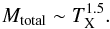 \begin{equation} M_\mathrm{total} \sim T_\mathrm{X}^{1.5}. \end{equation}