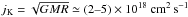 \hbox{$j_{\text{K}}=\sqrt{GMR}\simeq(2\text{--}5)\times10^{18}\ \text{cm}^{2}\thinspace\text{s}^{-1}$}