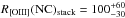 \hbox{$R_{\rm [OIII]}({\rm NC})_{\rm stack}=100_{-30}^{+60}$}