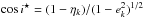 \hbox{$\cos i^\star = (1-\eta_k)/(1-e_k^2)^{1/2}$}