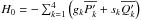 \hbox{$H_0 = - \sum_{k=1}^{4} \left( g_k \overline{P'_k} + s_k \overline{Q'_k} \right)$}