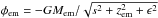 \hbox{$\phi_{\mathrm{em}}= - GM_{\mathrm{em}}/\sqrt{s^2+z_{\mathrm{em}}^{2}+\epsilon^{2}}$}