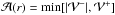 \hbox{$\mathcal{A}(r)=\mathrm{min}[|\mathcal{V}^-|,\mathcal{V}^+]$}