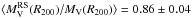 \hbox{$\langle M_{\rm V}^{\rm RS}(R_{200})/M_{\rm V}(R_{200})\rangle=0.86\pm0.04$}