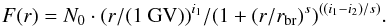 \begin{equation} F(r) = N_0\cdot (r/(1\mbox{~GV}))^{i_1}/(1+(r/r_{\rm br})^{s})^{((i_1-i_2)/s)} \label{eq:fit_model} . \end{equation}