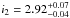\hbox{$i_2=2.92_{-0.04}^{+0.07}$}