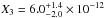 \hbox{$X_3=6.0^{+1.4}_{-2.0}\times10^{-12}$}