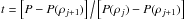 \hbox{$t = \left[ P - P(\rho _{j + 1}) \right] \left/ \, \left[ P(\rho_j) - P(\rho_{j + 1}) \right]\right.$}