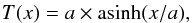 \appendix \setcounter{section}{2} \begin{eqnarray} T(x) = a \times\mathrm{asinh} (x/a), \end{eqnarray}