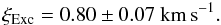 $$ \xi_{\rm Exc}=0.80\pm 0.07~{\rm km\,s}^{-1}. $$