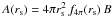 \hbox{$A(r_{\rm s})=4\pi r_{\rm s}^2\,f_{4\pi}(r_{\rm s})\,B$}
