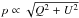 \hbox{$p \propto \sqrt{Q^2+U^2}$}