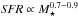 \hbox{${\it SFR} \propto M_\star^{0.7-0.9}$}