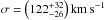 \hbox{$\sigma=\left(122^{+32}_{-26}\right)\rm km~s^{-1}$}