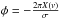\hbox{$\phi = -\frac{2\pi X(v)}{\sigma}$}